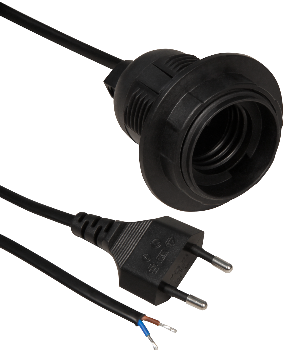 McPower Euro-Netzkabel mit Schnurschalter und E27 Fassung, 3,5m, schwarz McPower Euro-Netzkabel mit Schnurschalter und E27 Fassung, 3,5m, schwarz