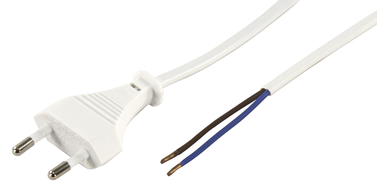 ETT Euro-Netzkabel McPower mit blanken Enden Länge 2 m, 2x0,75 mm², weiß ETT Euro-Netzkabel McPower mit blanken Enden Länge 2 m, 2x0,75 mm², weiß