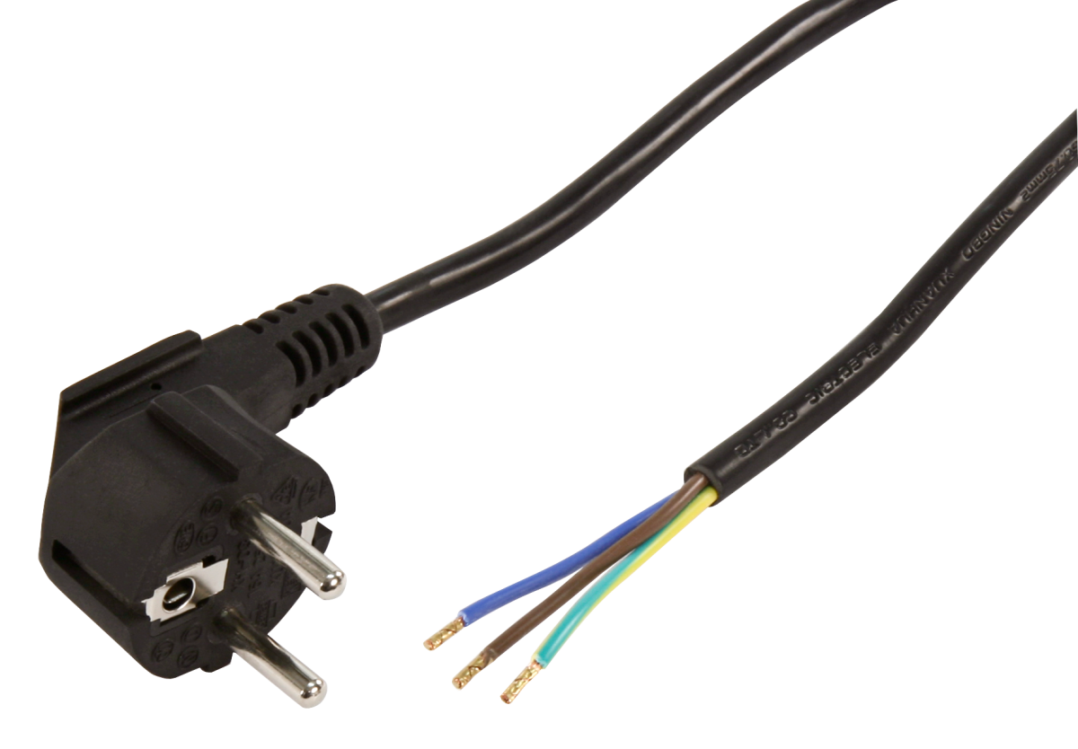 McPower Schutzkontakt Netzkabel mit blanken Enden, 3x 0,75mm², 5m, schwarz