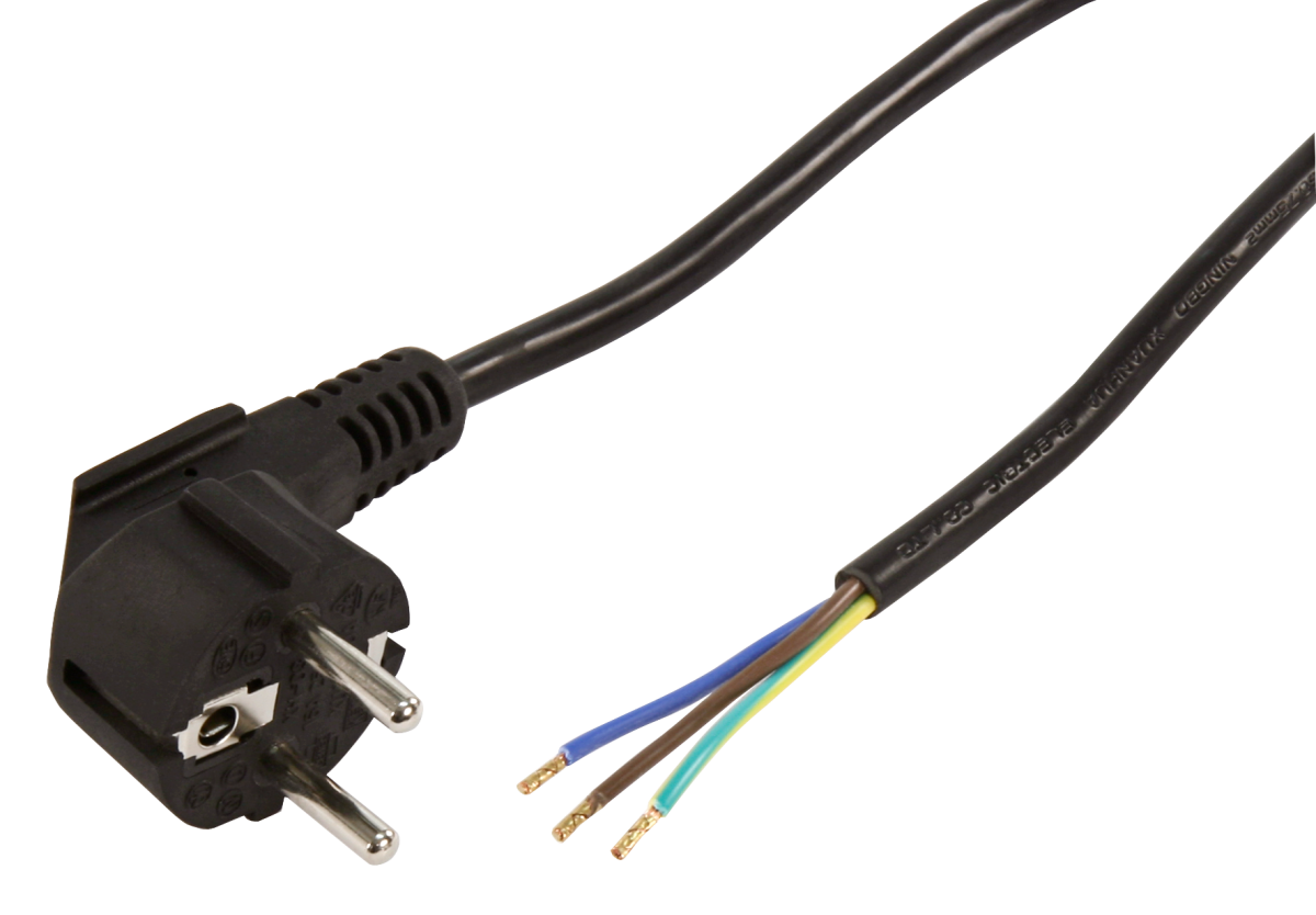 McPower Schutzkontakt Netzkabel mit blanken Enden, 3x 0,75mm², 5m, schwarz McPower Schutzkontakt Netzkabel mit blanken Enden, 3x 0,75mm², 5m, schwarz