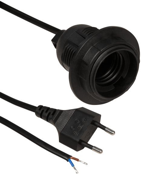 McPower Euro-Netzkabel mit Schnurschalter und E27 Fassung, 3,5m, schwarz