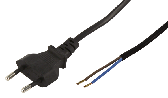 McPower Euro-Netzkabel mit blanken Enden Länge 2,5 m, 2x0,75 mm², schwarz McPower Euro-Netzkabel mit blanken Enden Länge 2,5 m, 2x0,75 mm², schwarz