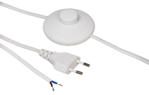 McPower Euro-Netzkabel mit Fußschalter und blanken Enden, 2m, weiß 1300398