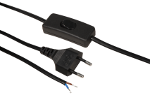 McPower Euro-Netzkabel mit Schnurschalter und blanken Enden, 2m, schwarz 1300389