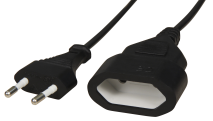 Noname Euro-Verlängerungskabel, schwarz, 5,0 m, 2x0,75 mm², Stecker/Kuppl. 1535221