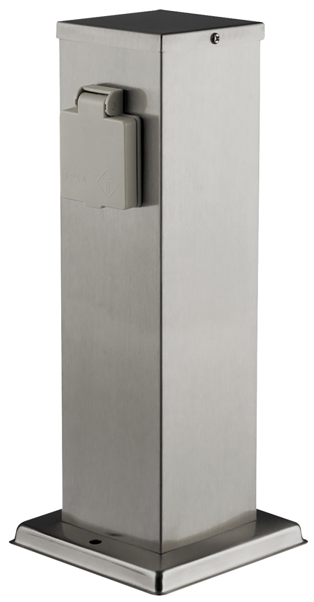 Außensteckdose 2Fach, IP44, Edelstahl V2A, 127x127x300mm