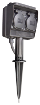 McPower Gartensteckdose , 2-fach, IP44, mit Erdpieß, 3m Kabel 1300381