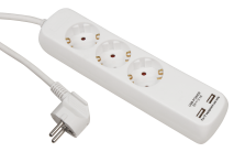 McPower Steckdosenleiste , 3-fach mit Kinderschutz, 2x USB, 1,5m Zuleitung 1300094