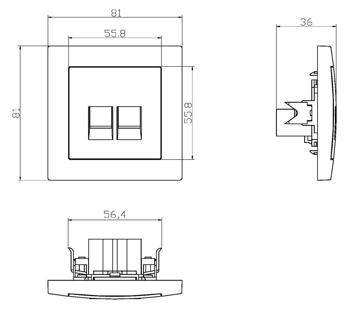 McPower Netzwerkdose ''Flair'' 2x RJ45, UP, weiß
