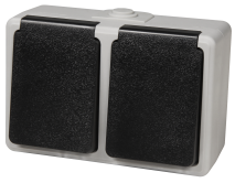 McPower Feuchtraum Doppel-Steckdose ''Taff'', 250V~/16A, IP44, AP, grau 1534872