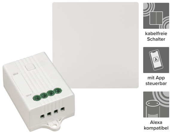 itius Funk-Wechselschalter Set , 1-fach, bis zu 160m, batterielos, Wifi, Alexa itius Funk-Wechselschalter Set , 1-fach, bis zu 160m, batterielos, Wifi, Alexa