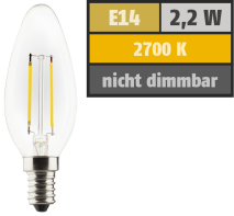 Muellerlicht LED Filament Kerzenlampe, E14, 2,2W, 250lm, 2700K, warmweiß 1451910