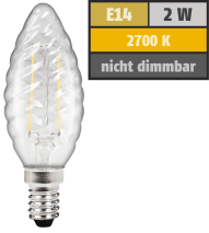 McShine LED Filament Kerzenlampe gedreht ''Filed'', E14, 2W, 200 lm, warmweiß, klar 1451508