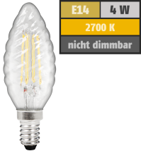 McShine LED Filament Kerzenlampe gedreht ''Filed'', E14, 4W, 380 lm, warmweiß, klar 1451509
