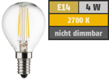 Muellerlicht LED Filament Tropfenlampe, E14, 4W, 470lm, 2700K, warmweiß, 3er Set 1451882