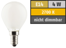 Muellerlicht LED Filament Tropfenlampe, E14, 4W, 470lm, 2700K, warmweiß, matt 1451905