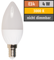 McShine LED Kerzenlampe , E14, 4W, 320lm, 160°, 3000K, warmweiß, Ø37x98mm 1452256