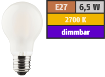 Muellerlicht LED Filament Glühlampe, E27, 6,5W, 810lm, 2700K, warmweiß, dimmbar, matt 1451895