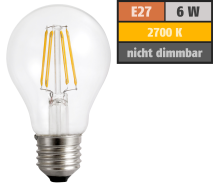 Noname LED Filament Glühlampe E27, 6W, 750Lm, warmweiß, klar 1452604