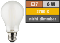 Muellerlicht LED Filament Glühlampe, E27, 6W, 810lm, 2700K, warmweiß, matt, 2er Set 1451881