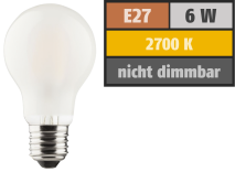 Muellerlicht LED Filament Glühlampe, E27, 6W, 810lm, 2700K, warmweiß, matt 1451894