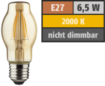Muellerlicht LED Filament Glühlampe, E27 / BTT, 6,5W, 690lm, 2000K, warmweiß, dimmbar, gold 1451926