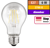 McShine LED Filament Glühlampe ''Filed'', E27, 6W, 630lm, warmweiß, step-dimmbar 1452289