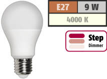 McShine LED Glühlampe , E27, 9W, 810 lm, 4000K, neutralweiß, step dimmbar 100/50/10% 1451681
