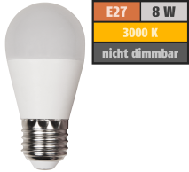 McShine LED Tropfenlampe , E27, 8W, 600lm, 160°, 3000K, warmweiß, Ø45x88mm 1452272