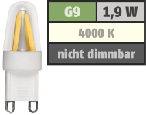 McShine LED-Stiftsockellampe Filament ''Silicia'', G9, 1,9 W, 180 lm, neutralweiß 1451652