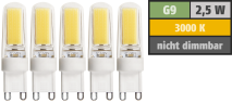 McShine LED-Stiftsockellampe ''Silicia COB'', G9, 2,5W, 260lm, warmweiß, 5er-Pack 1451754