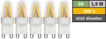 McShine LED-Stiftsockellampe ''Silicia'', G9, 1,9W, 180lm, warmweiß, 5er-Pack 1451755