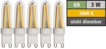 McShine LED-Stiftsockellampe ''Silicia'', G9, 3W, 300lm, warmweiß, 5er-Pack 1451756