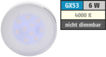 Muellerlicht LED Strahler, GX53, 6W, 450lm, 4000K, neutralweiß 1451838