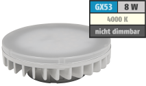 McShine LED-Strahler ''LS-853'', GX53, 8W, 800lm, Ø75x25mm, 120°, neutralweiß 1451996
