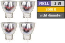 McShine LED-Strahler ''MCOB'' MR11 / G4, 3W, 250lm, warmweiß, 4er-Pack 1451746