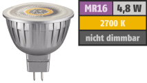 Noname LED-Strahler ''Silverforce'', MR16, 4,8W, 300 lm, 100°, warmweiß 1452005