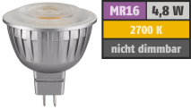 Noname LED-Strahler ''Silverforce'', MR16, 4,8W, 300 lm, 60°, warmweiß 1452006