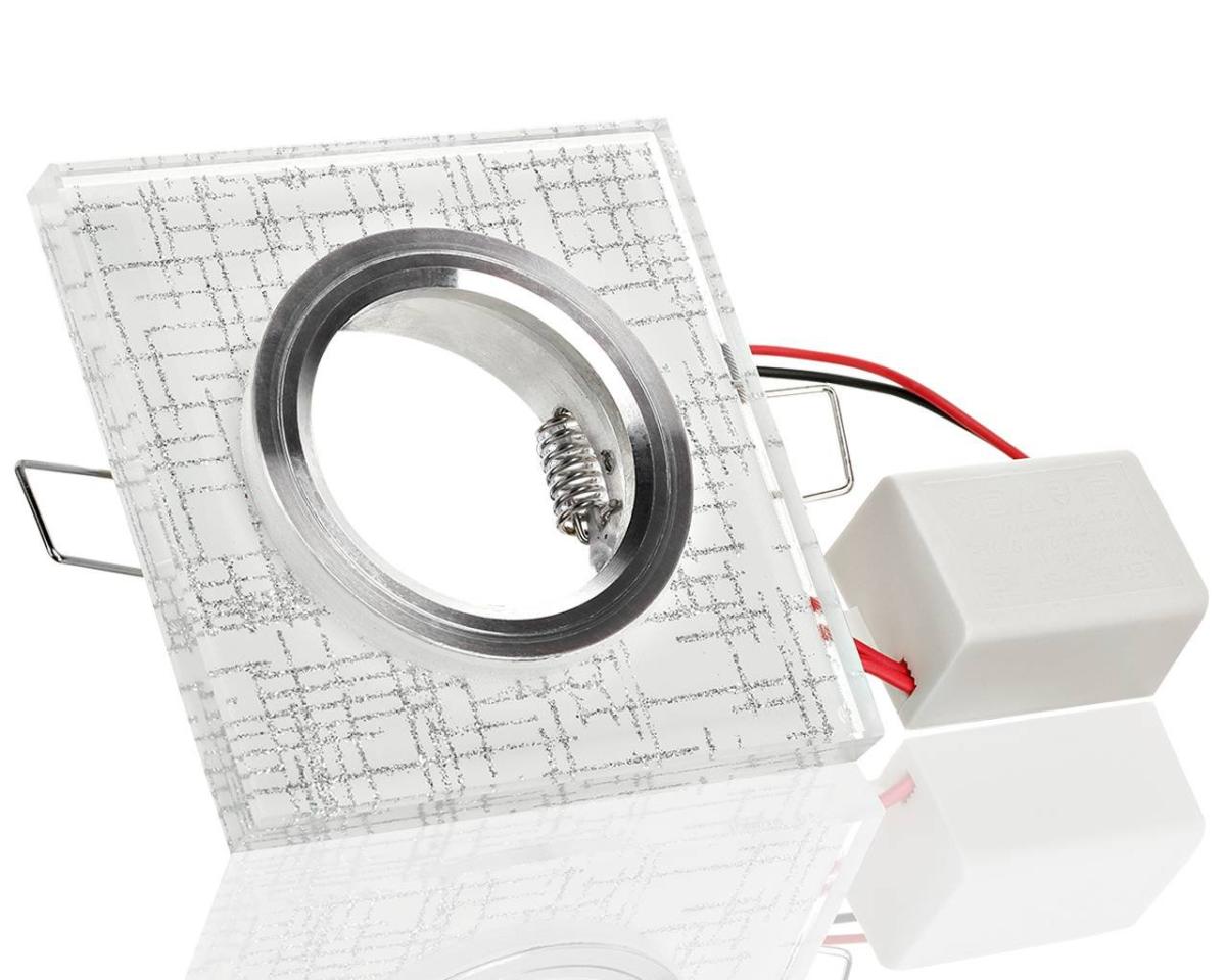 LC Light Kristalleinbaustrahler Viereck mit LED Ring Kaltweiß