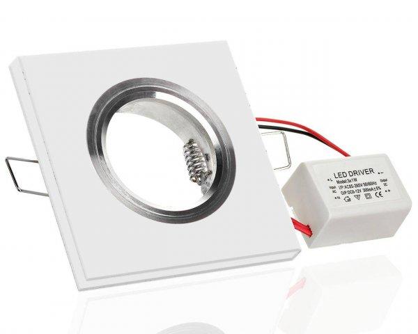 LC Light Kristalleinbaustrahler Viereck mit LED Ring Warmweiß