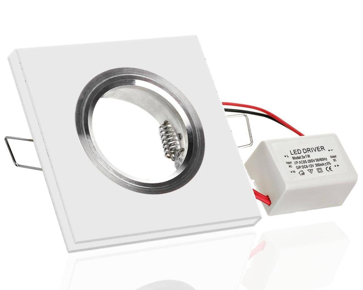 LC Light Kristalleinbaustrahler Viereck mit LED Ring Kaltweiß