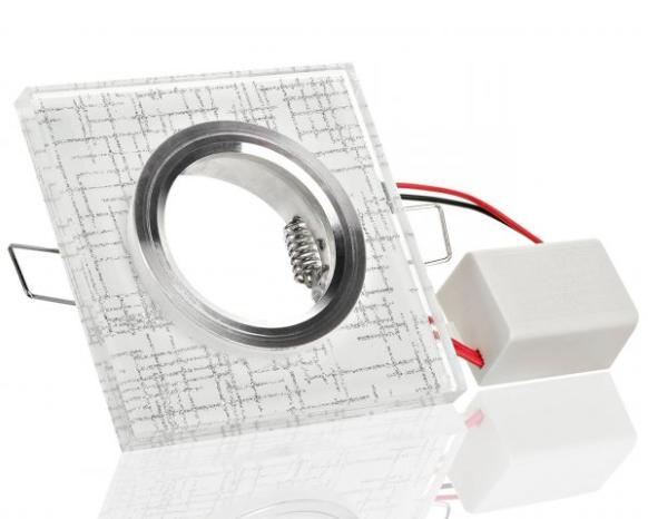 LC Light Kristalleinbaustrahler Viereck mit LED Ring Warmweiß