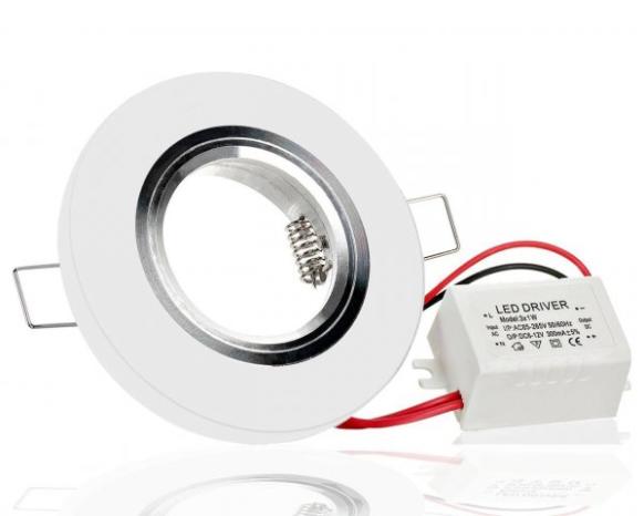 LC Light Kristalleinbaustrahler Rund mit LED Ring Kaltweiß